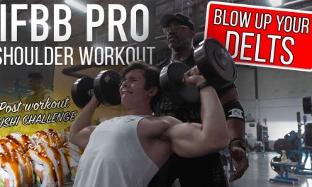 IFBB PRO Shoulder Workout For Mass | EPIC Post Workout Sushi Eating Challenge
