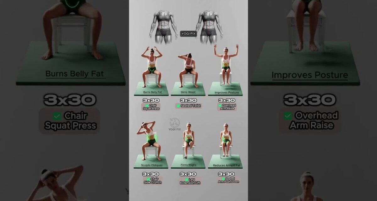 6 Chair Exercises To Burn Belly Fat & Tone Your Body #yoga #fitness #weightloss